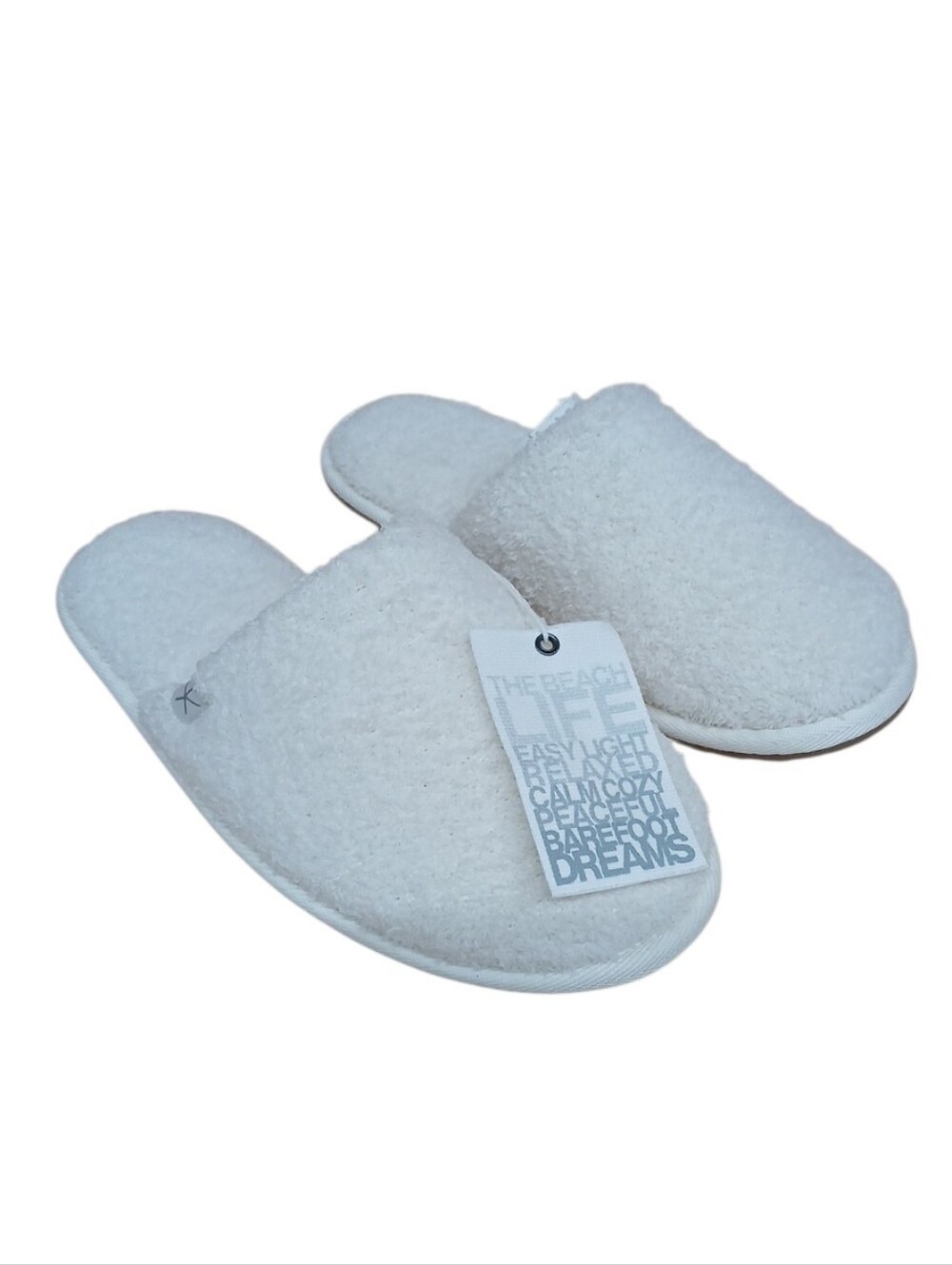 Barefoot Dreams NWT White Plush Slip-On Slippers Size Small